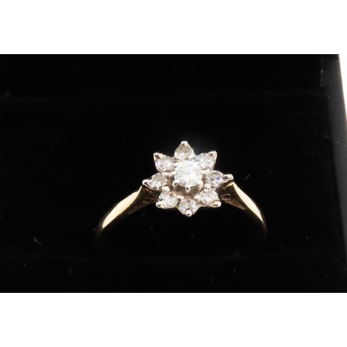 282 - Diamond Set Floral Motif Ring Mounted in 18 Carat Yellow Gold Ring Size  M