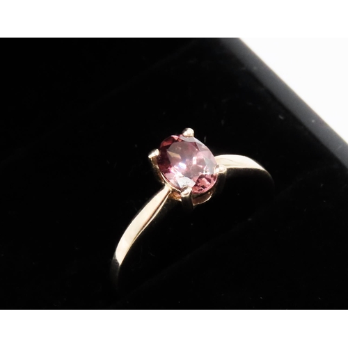 285 - Four Claw Set Pink Tourmaline Ring Mounted in 10 Carat Yellow Gold Ring Size L and a half