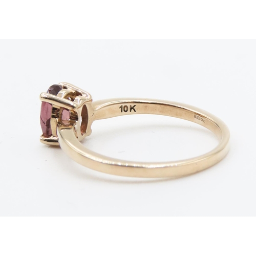 285 - Four Claw Set Pink Tourmaline Ring Mounted in 10 Carat Yellow Gold Ring Size L and a half