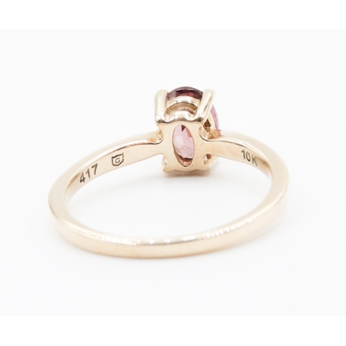 285 - Four Claw Set Pink Tourmaline Ring Mounted in 10 Carat Yellow Gold Ring Size L and a half