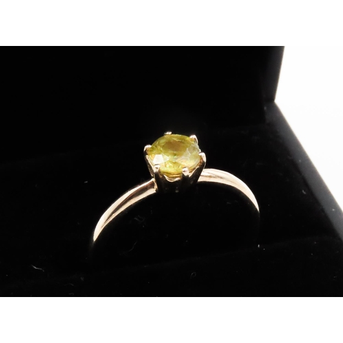 286 - Peridot Solitaire Ring Six Claw Set in 9 Carat Yellow Gold Ring Size L and a half