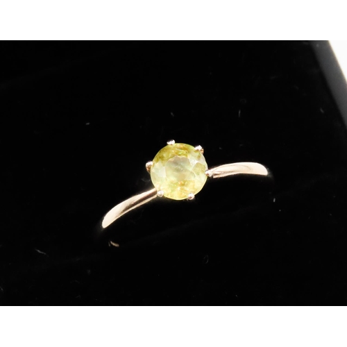 286 - Peridot Solitaire Ring Six Claw Set in 9 Carat Yellow Gold Ring Size L and a half