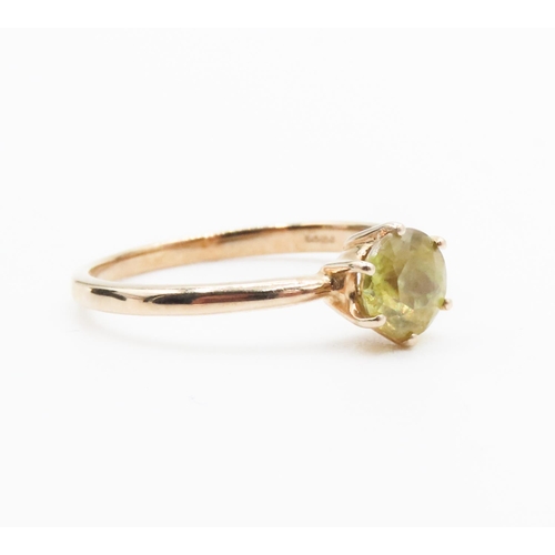 286 - Peridot Solitaire Ring Six Claw Set in 9 Carat Yellow Gold Ring Size L and a half