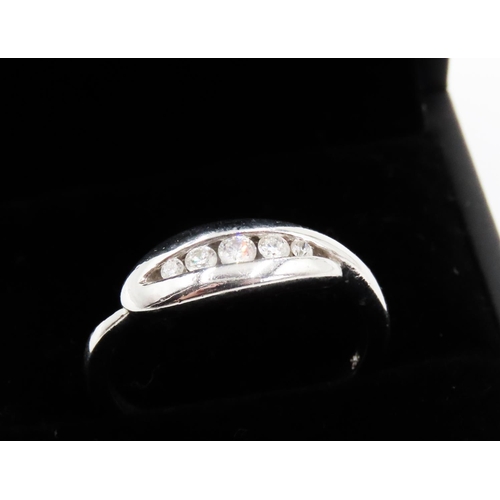 288 - Five Stone Gradual Diamond Ring Set in 9 Carat White Gold Ring Size M