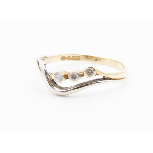 305 - Three Stone White Topaz Ring Mounted on 18 Carat Yellow and White Gold Band Size N