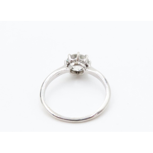 306 - Diamond Solitaire Eight Claw Set Ring Mounted in 18 Carat White Gold 1.40 Carat Old European Cut Ban... 