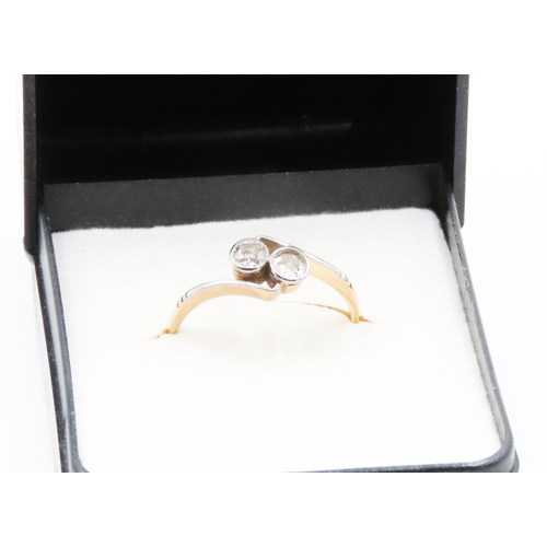 312 - Diamond Set Toi et Moi Ring Set in 9 carat Yellow Gold Ring Size N and a Half