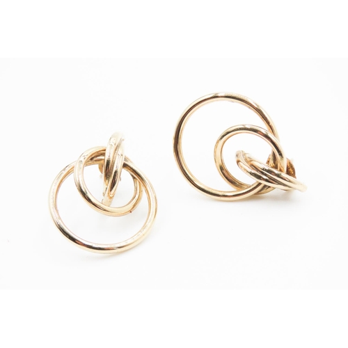 313 - Pair of 9 Carat Yellow Gold Circular Form Earrings 2.5cm High