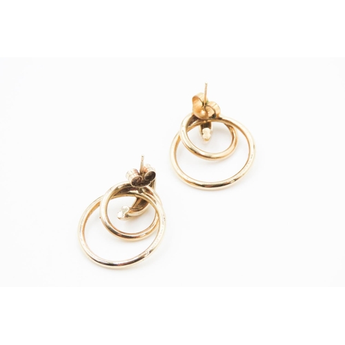 313 - Pair of 9 Carat Yellow Gold Circular Form Earrings 2.5cm High