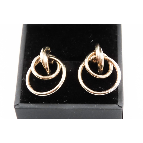 313 - Pair of 9 Carat Yellow Gold Circular Form Earrings 2.5cm High