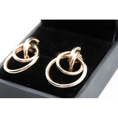 313 - Pair of 9 Carat Yellow Gold Circular Form Earrings 2.5cm High