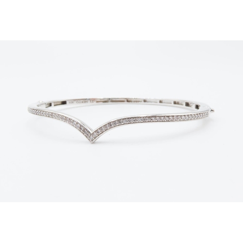 32 - Four Silver Bangles Includes One Cuff Bracelet