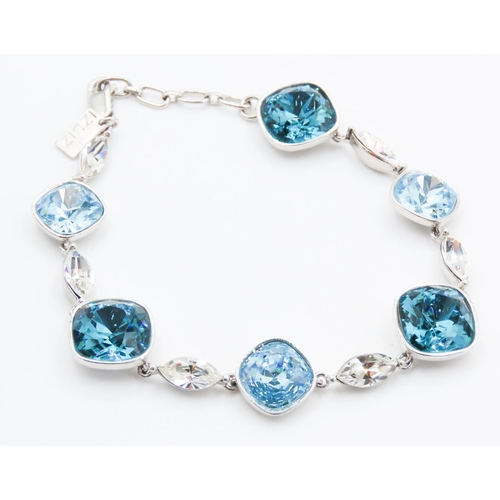 322 - Blue Topaz Set Silver Bracelet 21cm Long with Amethyst and Marcasite Set Silver Ring Size O