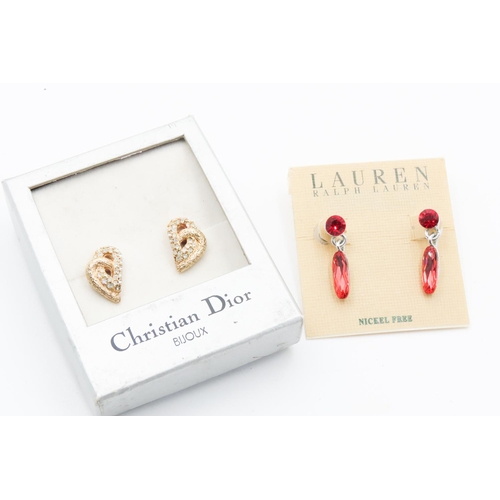 323 - Two Pairs of Designer Costume Earrings including Ralph Lauren Christian Dior