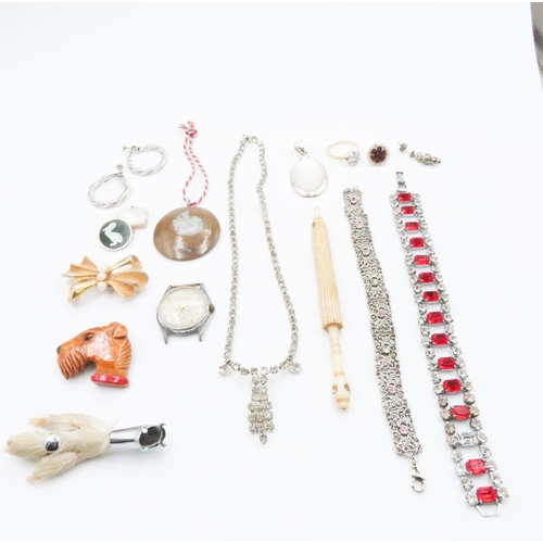 326 - Various Costume Jewellery Some Vintage Quantity as Photographed Including Leather Bound Hand Stitche... 