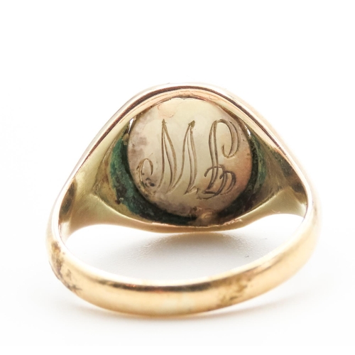 34 - 9 Carat Yellow Gold Masonic Motif Gents Signet Ring Size M