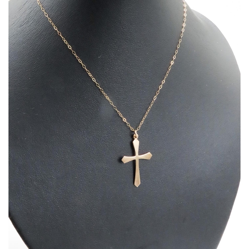 344 - 9 Carat Yellow Gold Cross Pendant 3cm High Further Set on 9 Carat Yellow Gold Chain 42cm Long