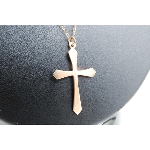 344 - 9 Carat Yellow Gold Cross Pendant 3cm High Further Set on 9 Carat Yellow Gold Chain 42cm Long