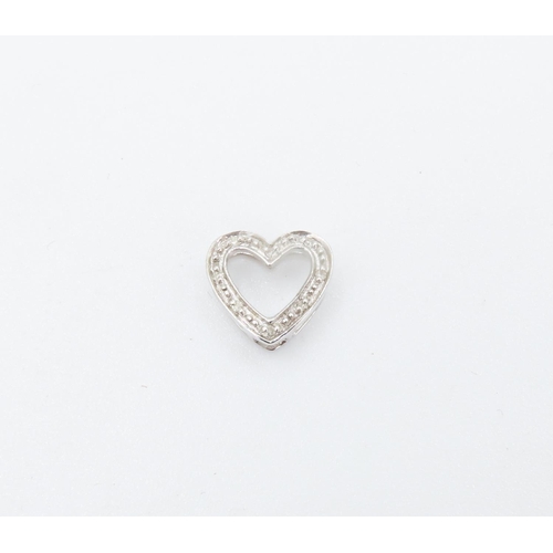 345 - Diamond Set Heart Form Pendant Set in 9 Carat White Gold 1cm High