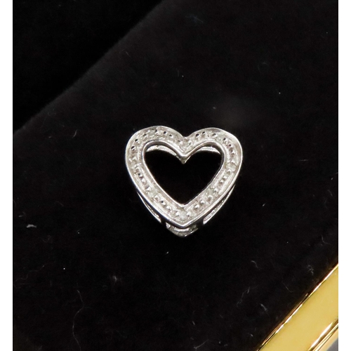 345 - Diamond Set Heart Form Pendant Set in 9 Carat White Gold 1cm High