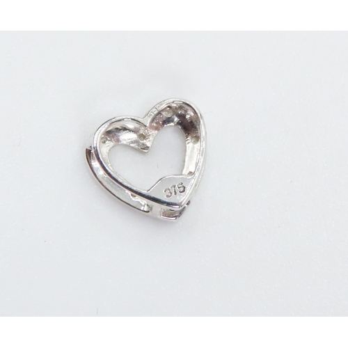 345 - Diamond Set Heart Form Pendant Set in 9 Carat White Gold 1cm High