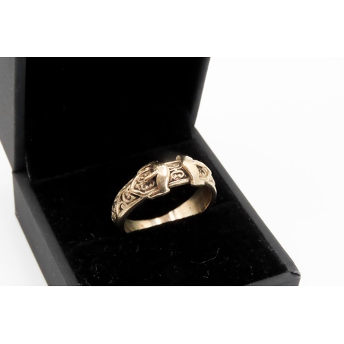 358 - 9 Carat Yellow Gold Belt Buckle Motif Ring Size