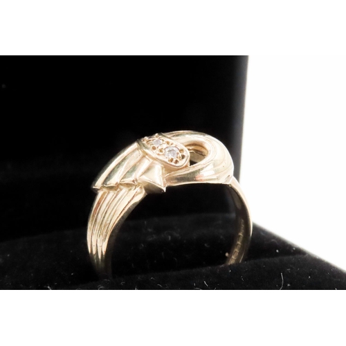 360 - 9 Carat Yellow Gold Drape Form Ring with Diamond Inset Ring Size O