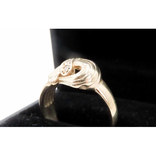 360 - 9 Carat Yellow Gold Drape Form Ring with Diamond Inset Ring Size O