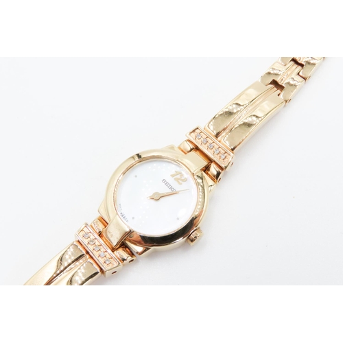 371 - Seiko Diamond Gold Filled Ladies Watch with White Dial  As New Unworn Shop Tag Present