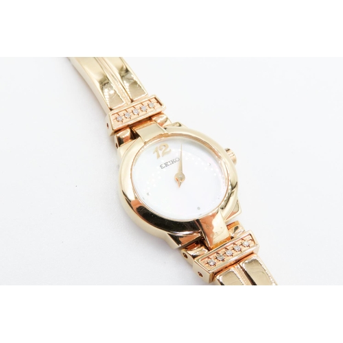 371 - Seiko Diamond Gold Filled Ladies Watch with White Dial  As New Unworn Shop Tag Present