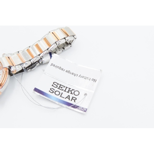 372 - Bi-Metal Seiko Solar Wrist Watch with White Dial  As New Unworn Shop Tag Present