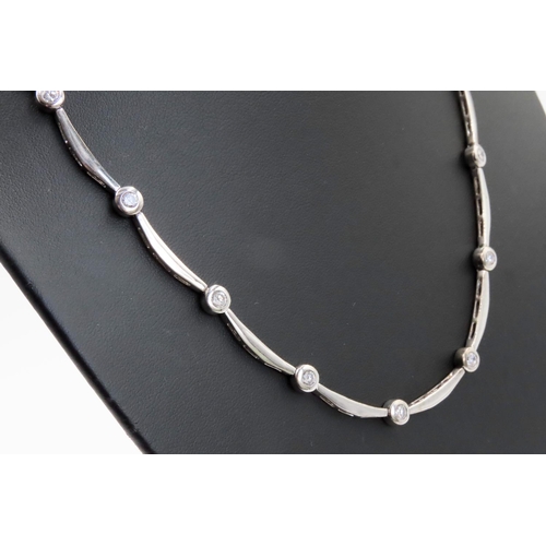 378 - Silver Gemstone Set Ladies Necklace 46cm Long  As New Unworn