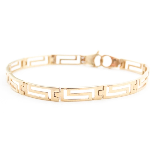 38 - 9 Carat Yellow Gold Geometric Form Panel Link Bracelet Articulated Form 18.5cm Long