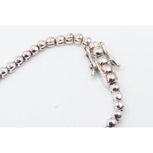 380 - Silver Gemstone Set Necklace 40cm Long with 8cm Gemstone Drop As New Unworn