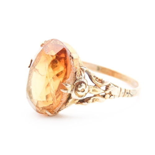 39 - Oval Facet Cut Cognac Citrine Single Stone Ring Mounted in 9 Carat Yellow Gold Ring Size N