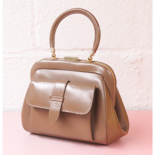 399 - Ladies Brown Leather Handbag with Front Pocket Detailing