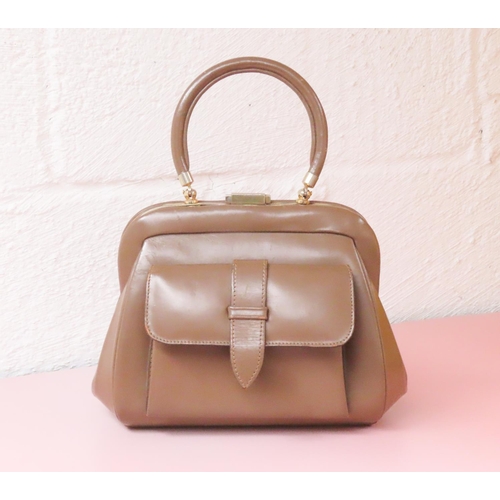 399 - Ladies Brown Leather Handbag with Front Pocket Detailing