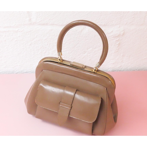 399 - Ladies Brown Leather Handbag with Front Pocket Detailing