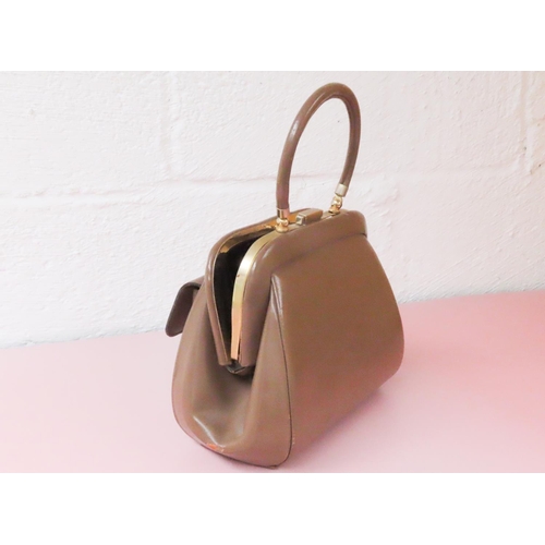 399 - Ladies Brown Leather Handbag with Front Pocket Detailing