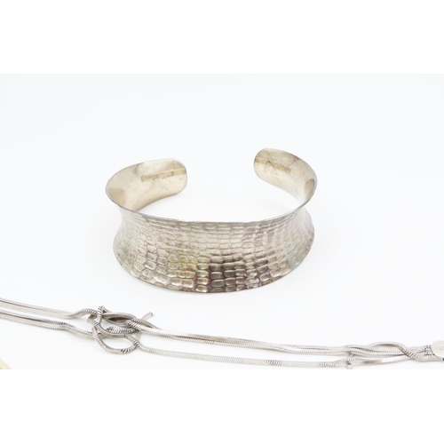 406 - Various Silver Jewellery Items Including Statement Cuff Bracelet Quantity as Photographed