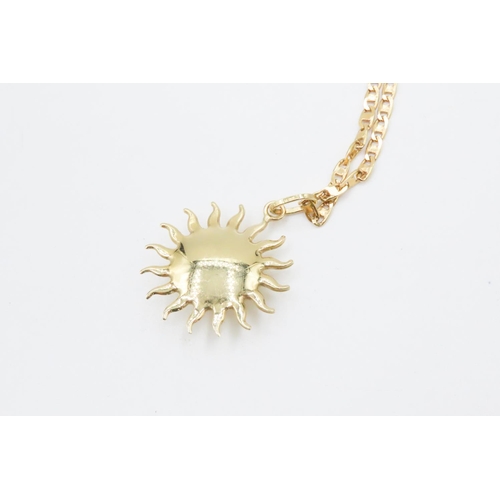 415 - 18 Carat Yellow Gold Sun Form Pendant 3cm Diameter Further Set on 18 Carat Yellow Gold Chain 50cm Lo... 