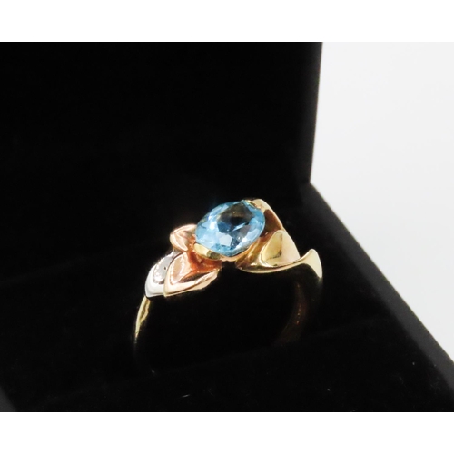 418 - Unusual Form Swiss Topaz Set 18 Carat Yellow Gold Ring Size M and a Half