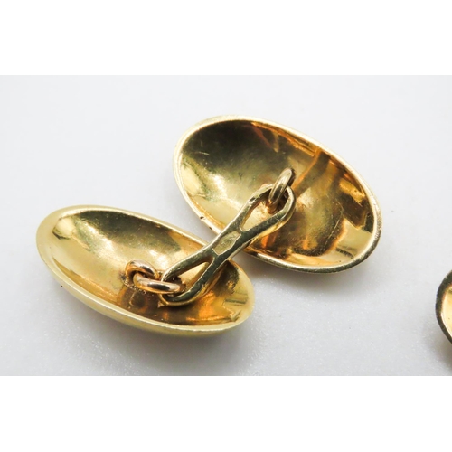 420 - Pair of 18 Carat Yellow Gold Blue Enamel Decorated Cuff Links