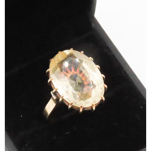 422 - Basket Set Citrine Statement Ring Set in 18 Carat Yellow Gold Ring Size N