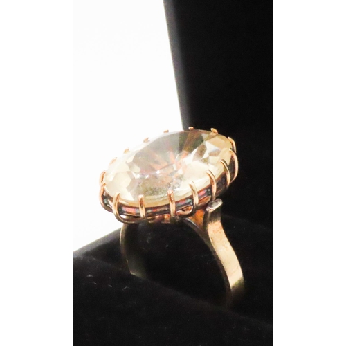 422 - Basket Set Citrine Statement Ring Set in 18 Carat Yellow Gold Ring Size N