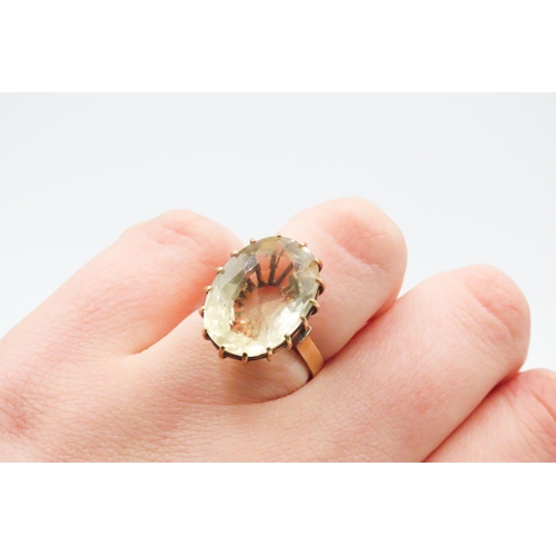 422 - Basket Set Citrine Statement Ring Set in 18 Carat Yellow Gold Ring Size N