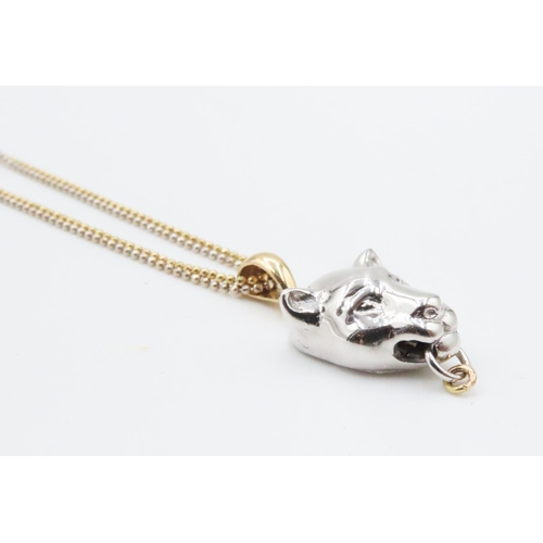 431 - 18 Carat White and Yellow Gold Panther Motif Pendant 2.5cm High Further Set on 18 Carat Yellow and W... 