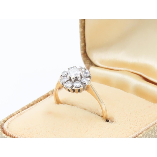 445 - 18 Carat Yellow Gold Diamond Set Cluster Ring Size K