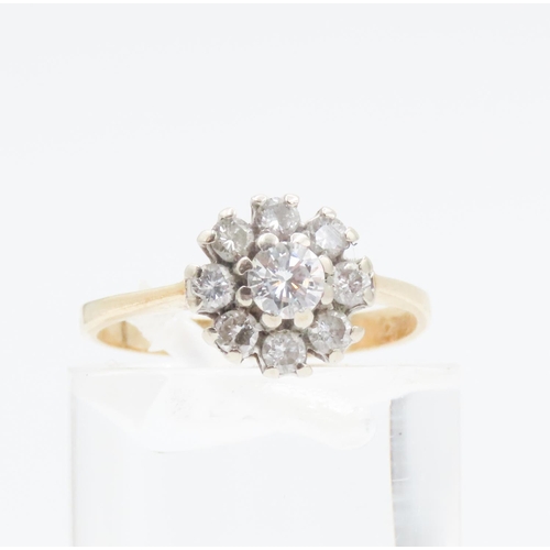 445 - 18 Carat Yellow Gold Diamond Set Cluster Ring Size K