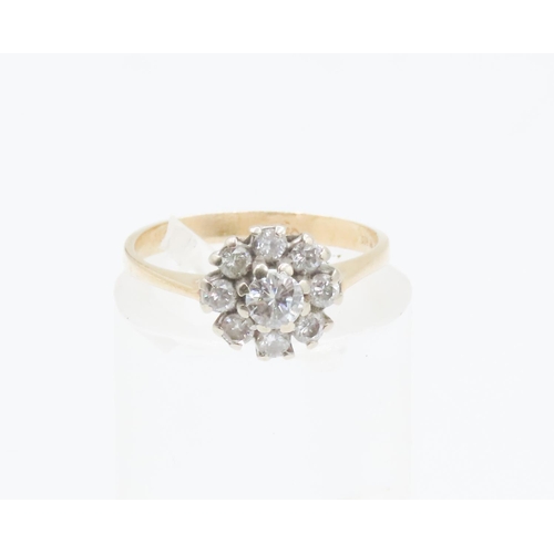 445 - 18 Carat Yellow Gold Diamond Set Cluster Ring Size K